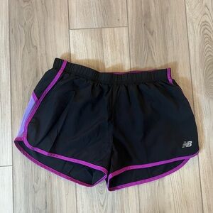 New Balance Women's Black and Purple Athletic Shorts